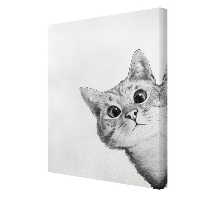 Quadro su tela animali Illustrazione - Gatto Disegno in bianco e nero