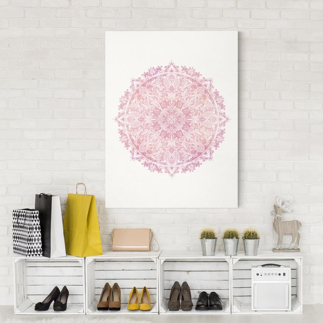 Riproduzione quadri su tela Mandala - Acquerelli Rosa Ornamento Rosa Chiaro
