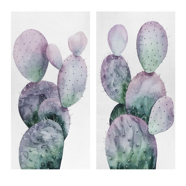 Stampa su tela - Cactus In Viola Set I - Verticale 2:1