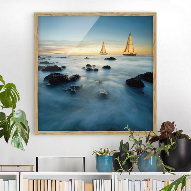 Poster con cornice - Sailboats In The Ocean - Quadrato 1:1