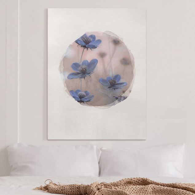 Stampe su tela fiori Acquerelli - Kosmeen blu