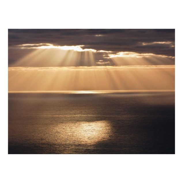Quadro in vetro - Raggi di sole sopra il mare - Orizzontale 3:4