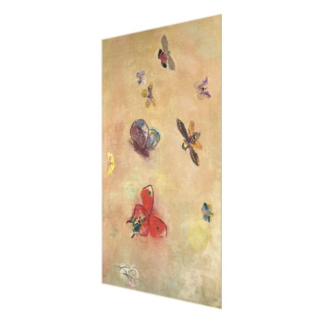 Quadro in vetro - Odilon Redon - farfalle colorate - Verticale 3:2