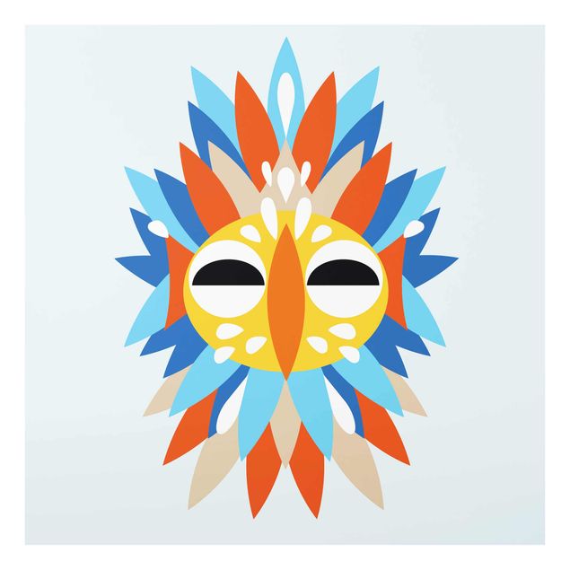 Quadro in vetro - Collage Mask Ethnic - Parrot - Quadrato 1:1