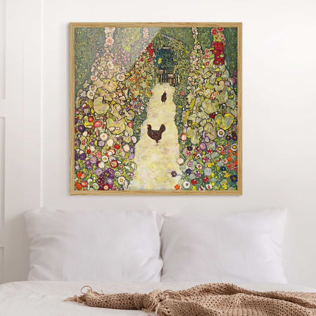 Poster con cornice - Gustav Klimt - via Giardino con polli