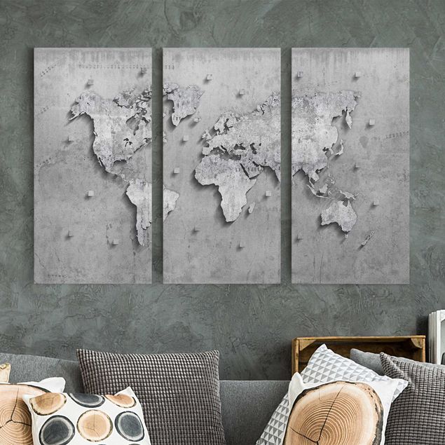 Quadri moderni per soggiorno Mappa del mondo in cemento