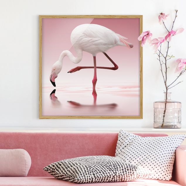 Poster con cornice - Flamingo Dance - Quadrato 1:1