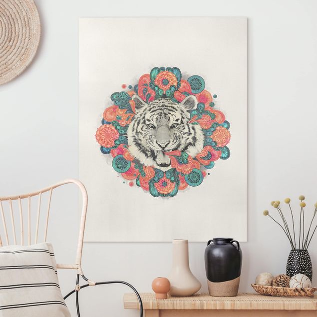 Quadri moderni per soggiorno Illustrazione - Tigre Disegno Mandala Paisley