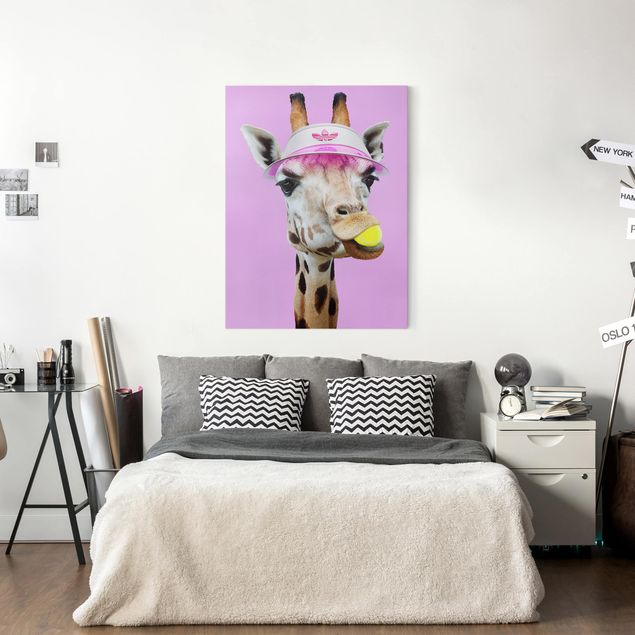 Riproduzione quadri su tela Giraffa che gioca a tennis