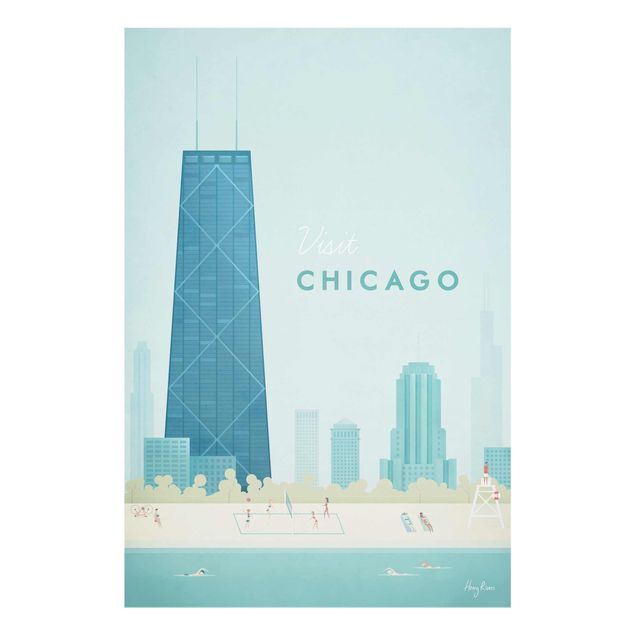 Quadro in vetro - Poster viaggio - Chicago - Verticale 3:2