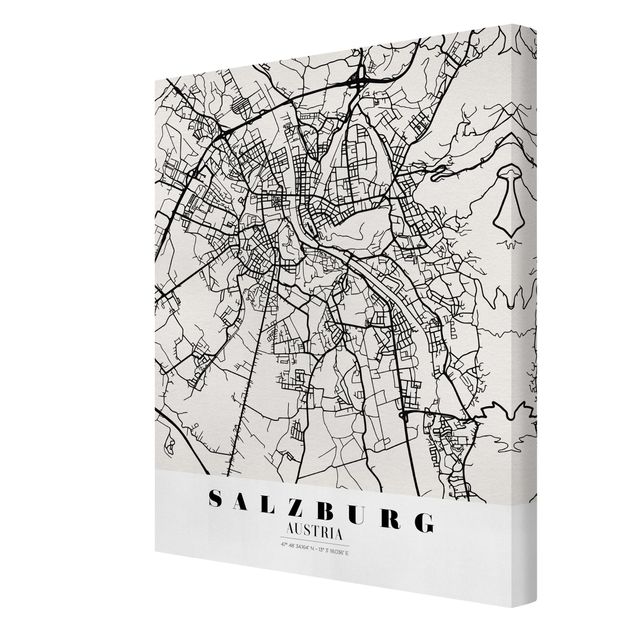 Stampa su tela - Salzburg City Map - Classic - Verticale 3:4