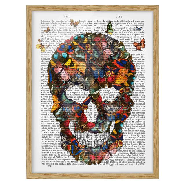 Poster con cornice - Spaventoso Lettura - Butterfly Skull - Verticale 4:3