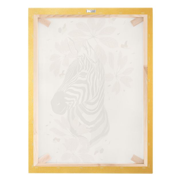 Quadro su tela oro - Animali del safari - Ritratto di zebra