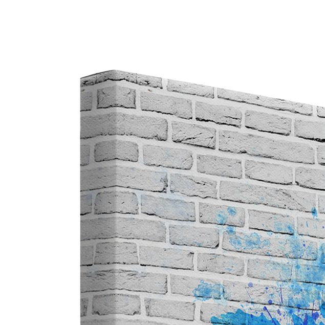 Stampa su tela 3 parti - White brick wall world map - Verticale 2:1