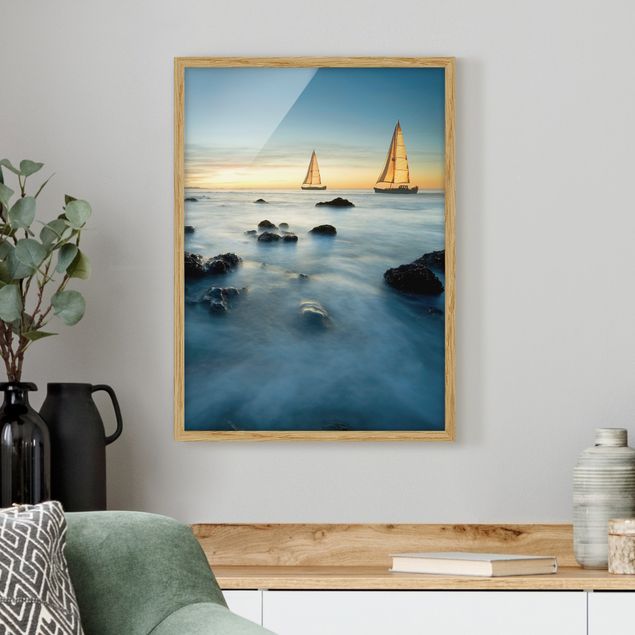 Poster con cornice - Sailboats In The Ocean - Verticale 4:3
