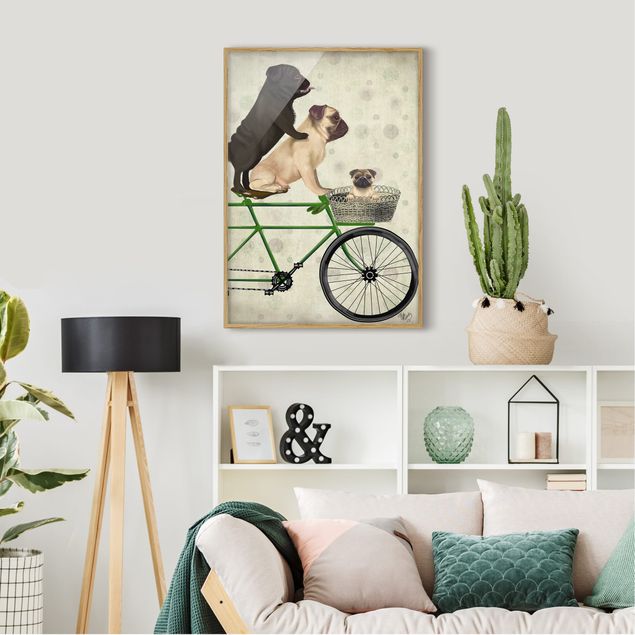 Poster con cornice - Tour in bicicletta - Cuccioli di cane in bicicletta - Verticale 4:3