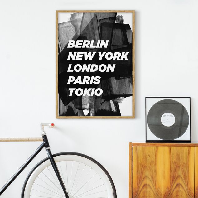 Poster con cornice - Berlin New York London - Verticale 4:3