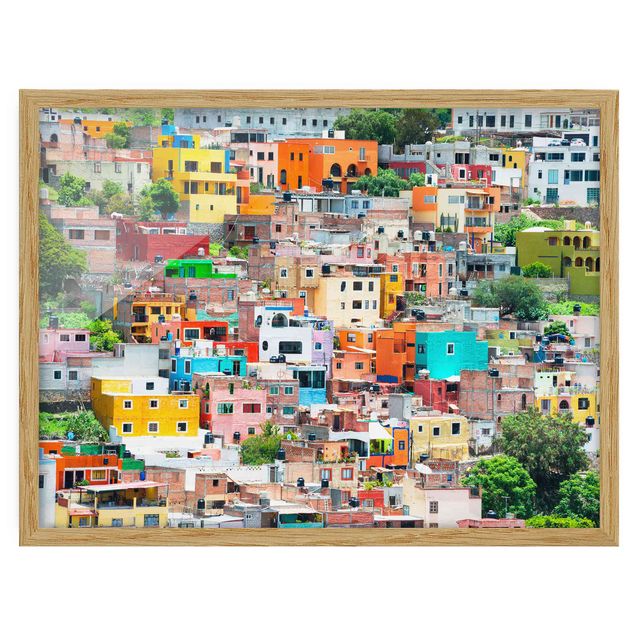 Poster con cornice - Colored Houses Front Guanajuato - Orizzontale 3:4