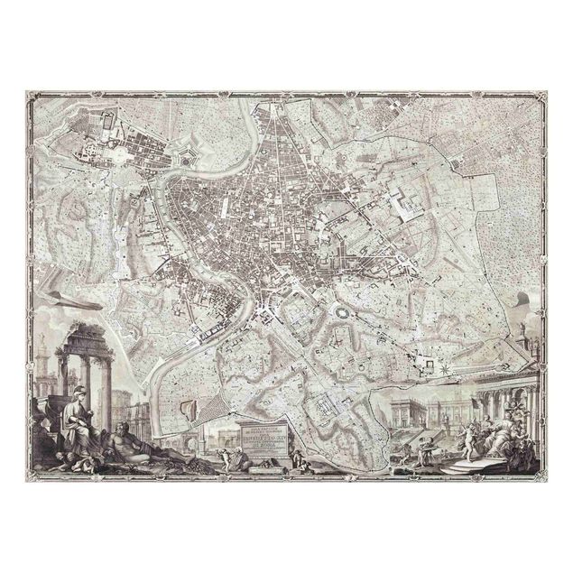 Quadro in vetro - Vintage Mappa Roma - Orizzontale 3:4
