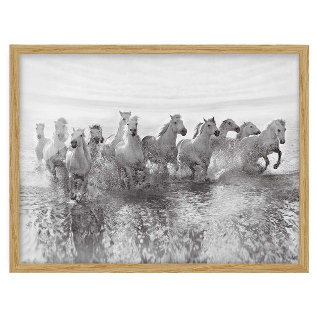 Poster con cornice - White Horses In The Sea - Orizzontale 3:4