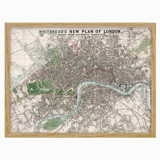 Poster con cornice - Vintage Mappa Londra - Orizzontale 3:4