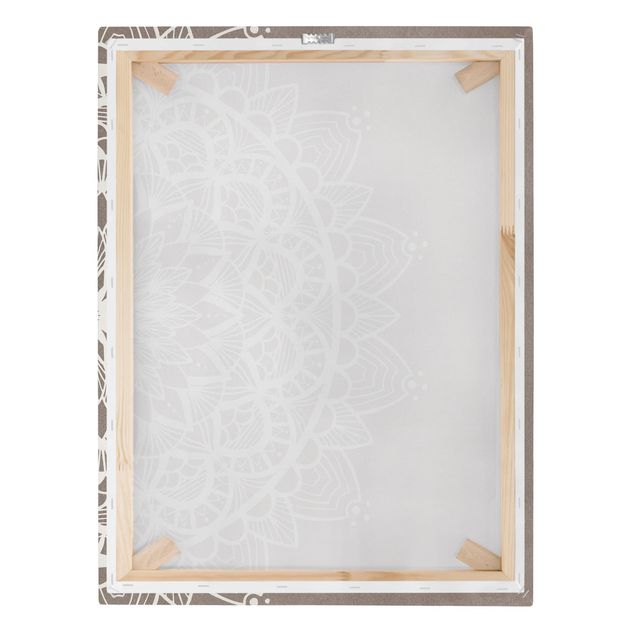 Stampa su tela - Mandala Illustrazione Shabby Bianco Beige - Verticale 4:3