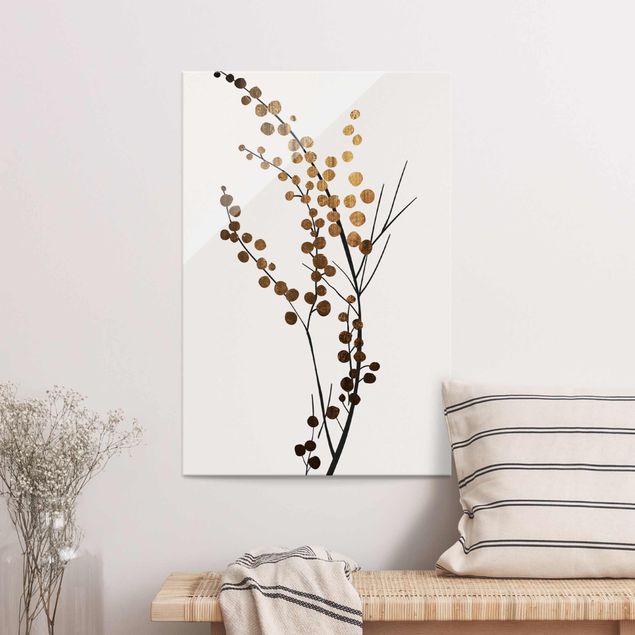 Lavagna magnetica vetro Mondo vegetale grafico - Bacche oro