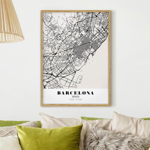 Poster con cornice - Barcelona City Map - Classic - Verticale 4:3