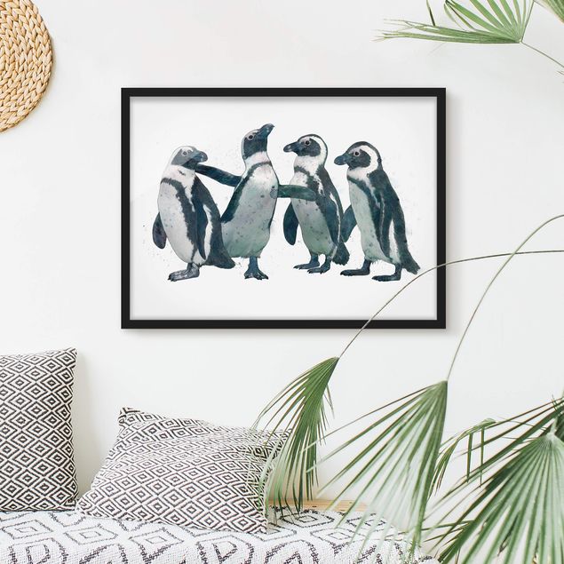 quadri con animali Illustrazione - Pinguini Acquerello Bianco e Nero