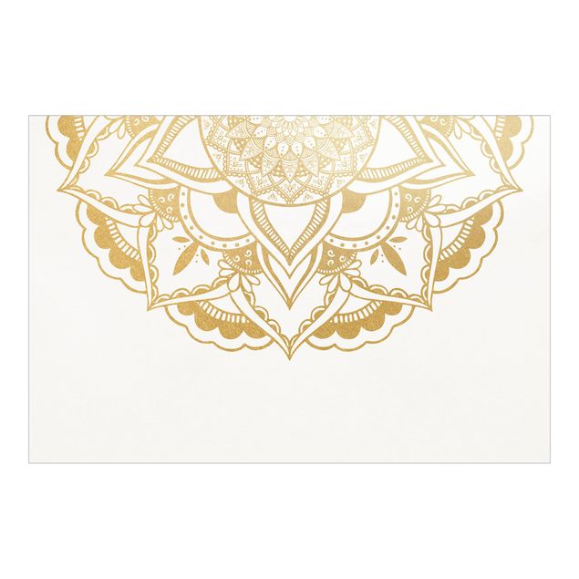 Carta da parati - Mandala Fiore Semicerchio oro bianco