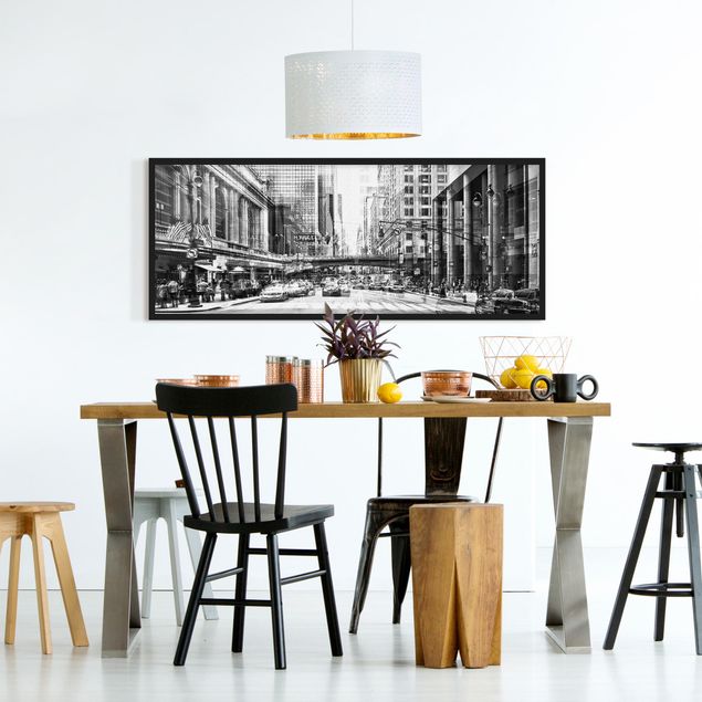 Poster con cornice - Nyc Urbano In Bianco E Nero - Panorama formato orizzontale