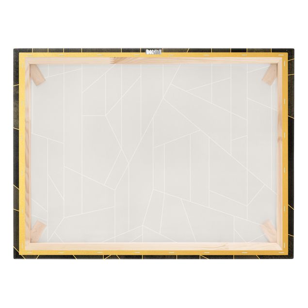 Quadro su tela oro - Geometria in acquerello bianco e nero