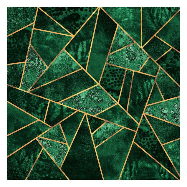 Carta da parati - Dark Emerald con oro- Formato quadrato