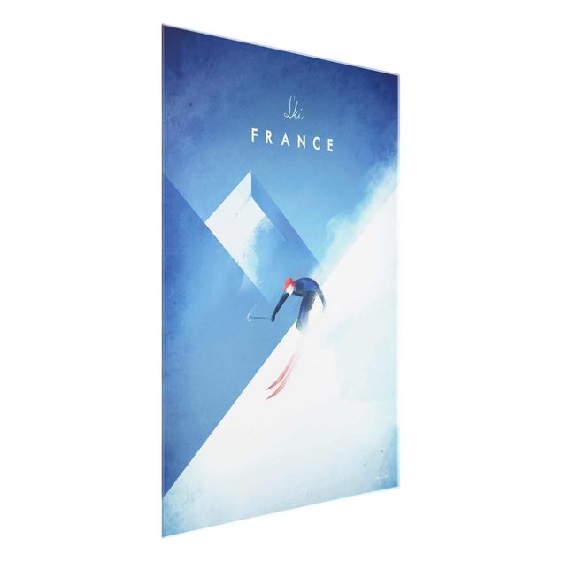 Quadro in vetro - Viaggi Poster - Sciare in Francia - Verticale 4:3