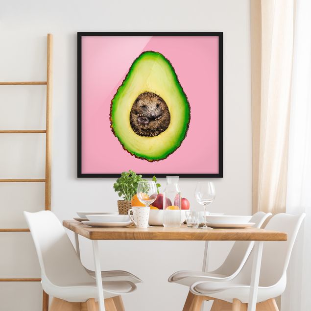 Poster con cornice - Avocado Con Hedgehog - Quadrato 1:1