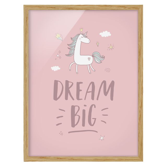 Poster con cornice - Dream Big Unicorn - Verticale 4:3