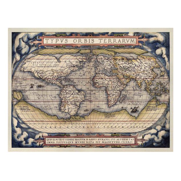 Stampa su tela - Historic tipo World Map Orbis Terrarum - Orizzontale 3:4