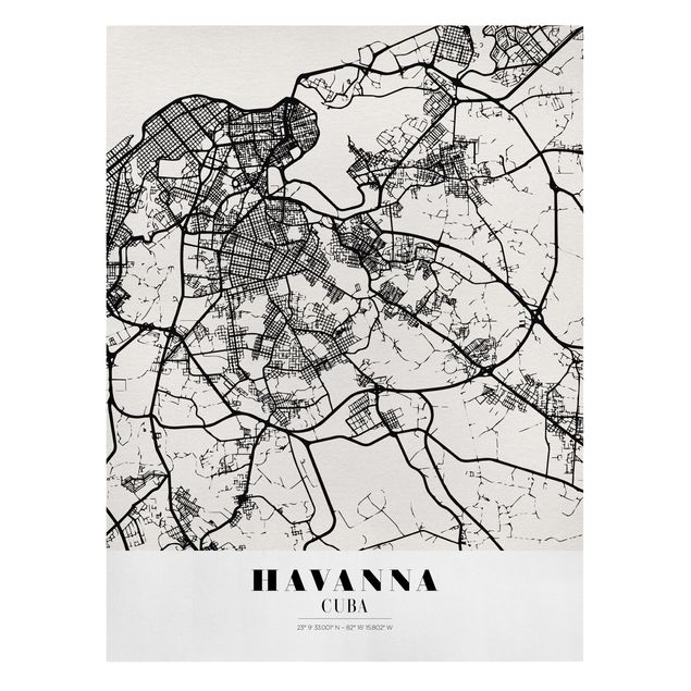 Stampe su tela Mappa dell'Avana - Classica