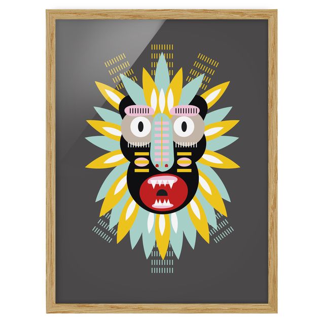 Poster con cornice - Collage Mask Ethnic - King Kong - Verticale 4:3