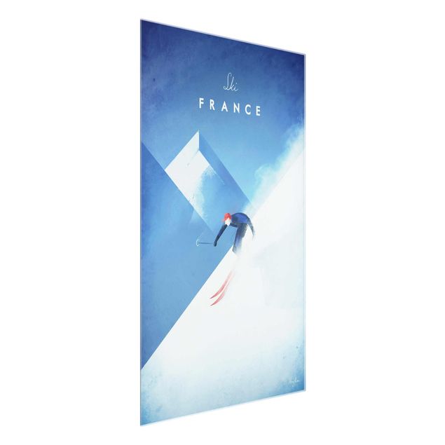 Quadro in vetro - Viaggi Poster - Sciare in Francia - Verticale 3:2