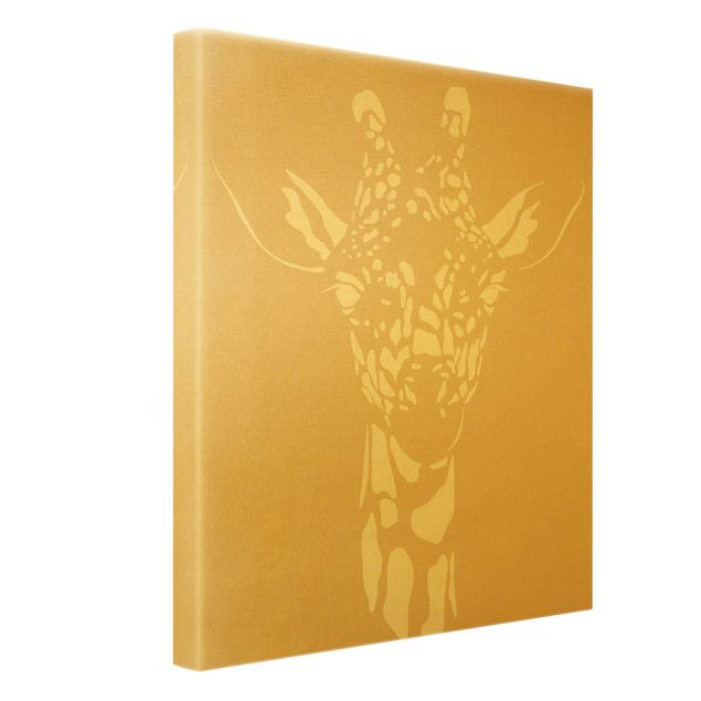 Quadro su tela oro - Animali del safari - Ritratto di giraffa beige