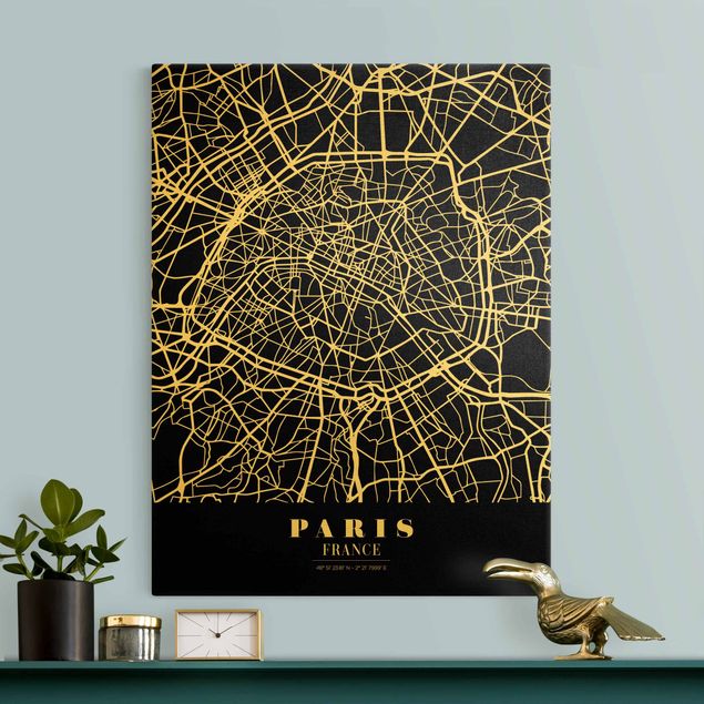 Tele mappamondo Mappa di Parigi - Nero classico