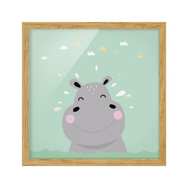 Poster con cornice - The Happy Hippo
