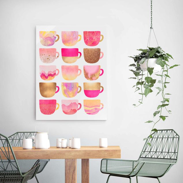 Abstrakte Kunst Tazze dorate con rosa chiaro