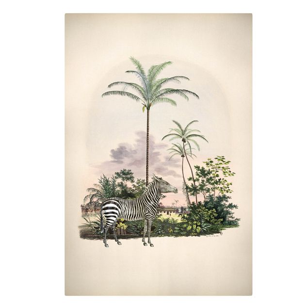Riproduzioni su tela quadri famosi Zebra davanti a palme illustrazione