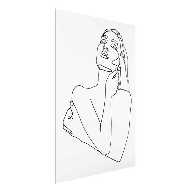 Quadro in vetro - Line Art Torso della donna Bianco e nero - Verticale 4:3