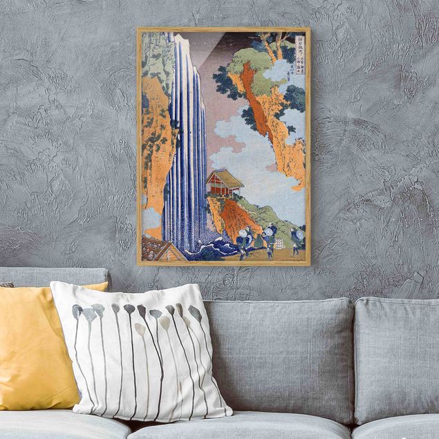 Poster con cornice - Katsushika Hokusai - Ono Waterfall On The Kisokaidô - Verticale 4:3