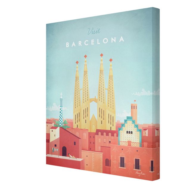 Stampa su tela - Poster viaggio - Barcellona - Verticale 4:3