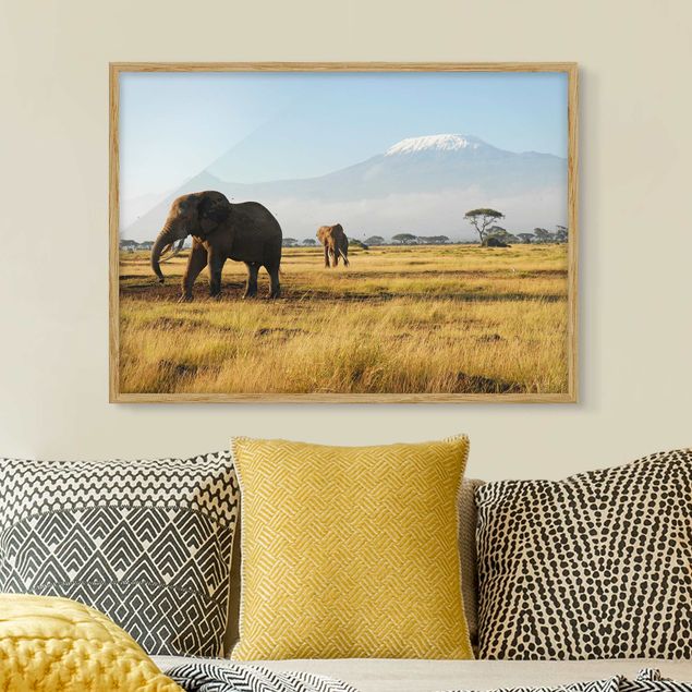 quadro astratto Elephants In Front Of The Kilimanjaro In Kenya