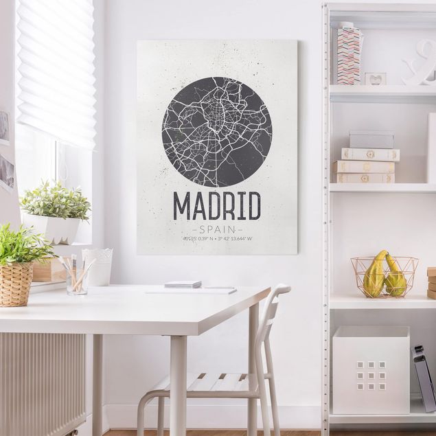 Mappamondo su tela Mappa di Madrid - Retrò